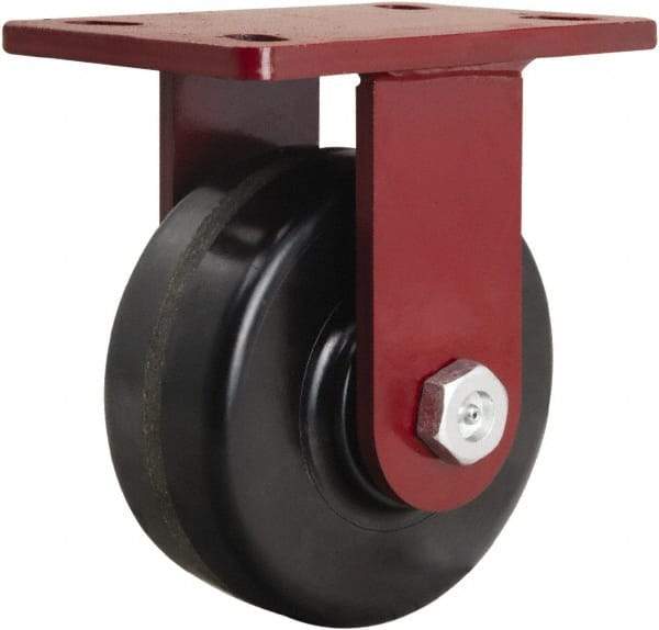 Hamilton - 6" Diam x 2-1/2" Wide x 7-1/2" OAH Top Plate Mount Rigid Caster - Phenolic, 1,800 Lb Capacity, Straight Roller Bearing, 5 x 7" Plate - Eagle Tool & Supply