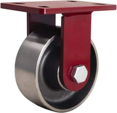 Hamilton - 6" Diam x 2-1/2" Wide x 7-1/2" OAH Top Plate Mount Rigid Caster - Forged Steel, 2,200 Lb Capacity, Tapered Roller Bearing, 5 x 7" Plate - Eagle Tool & Supply