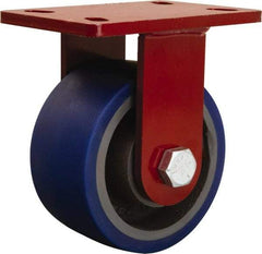 Hamilton - 6" Diam x 3" Wide x 7-1/2" OAH Top Plate Mount Rigid Caster - Polyurethane, 2,450 Lb Capacity, Sealed Precision Ball Bearing, 5 x 7" Plate - Eagle Tool & Supply