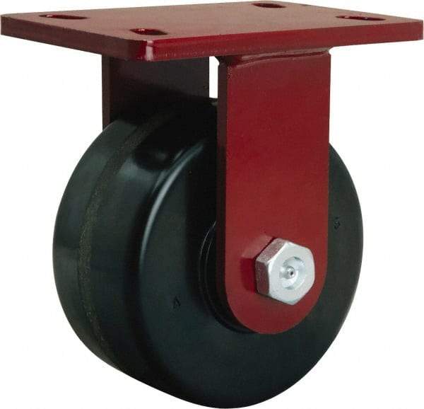 Hamilton - 6" Diam x 3" Wide x 7-1/2" OAH Top Plate Mount Rigid Caster - Phenolic, 2,000 Lb Capacity, Straight Roller Bearing, 5 x 7" Plate - Eagle Tool & Supply