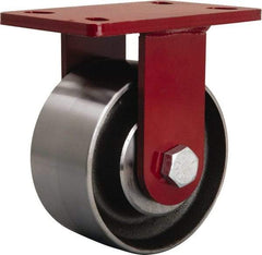Hamilton - 6" Diam x 3" Wide x 7-1/2" OAH Top Plate Mount Rigid Caster - Forged Steel, 2,200 Lb Capacity, Tapered Roller Bearing, 5 x 7" Plate - Eagle Tool & Supply