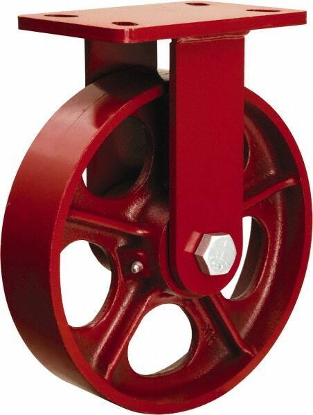 Hamilton - 10" Diam x 2-1/2" Wide x 11-1/2" OAH Top Plate Mount Rigid Caster - Cast Iron, 2,200 Lb Capacity, Tapered Roller Bearing, 5 x 7" Plate - Eagle Tool & Supply