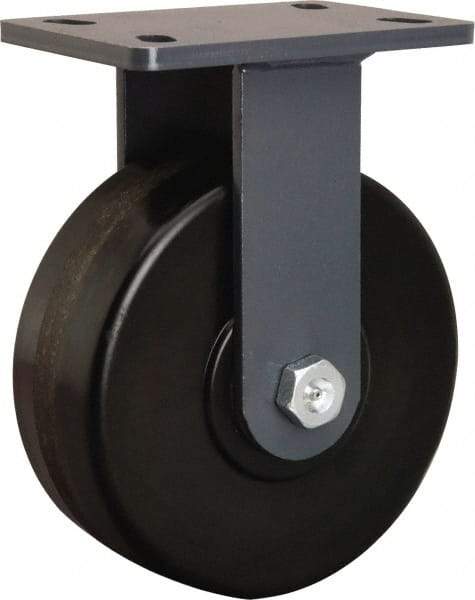 Hamilton - 8" Diam x 3" Wide x 10-1/4" OAH Top Plate Mount Rigid Caster - Phenolic, 2,400 Lb Capacity, Tapered Roller Bearing, 5 x 7" Plate - Eagle Tool & Supply