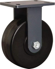 Hamilton - 8" Diam x 3" Wide x 10-1/4" OAH Top Plate Mount Rigid Caster - Phenolic, 2,400 Lb Capacity, Tapered Roller Bearing, 5 x 7" Plate - Eagle Tool & Supply