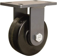 Hamilton - 6" Diam x 2-1/2" Wide x 7-3/4" OAH Top Plate Mount Rigid Caster - Phenolic, 1,800 Lb Capacity, Straight Roller Bearing, 5 x 7" Plate - Eagle Tool & Supply