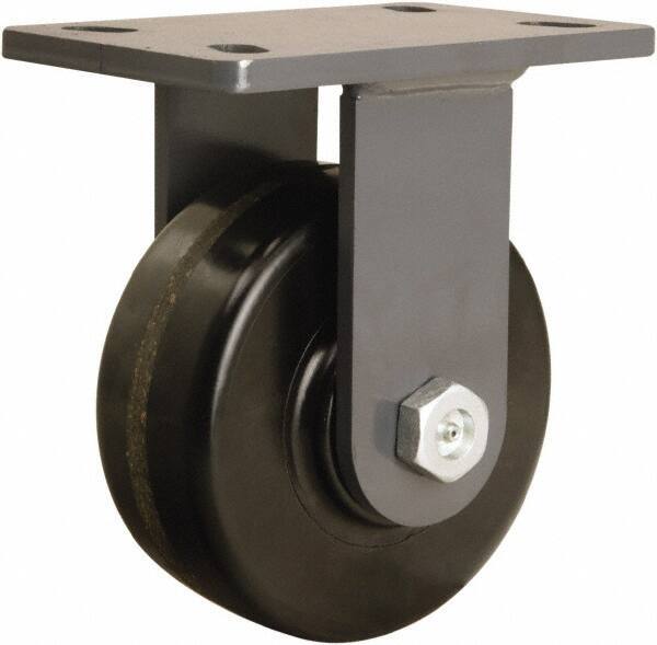 Hamilton - 6" Diam x 2-1/2" Wide x 7-3/4" OAH Top Plate Mount Rigid Caster - Phenolic, 1,800 Lb Capacity, Tapered Roller Bearing, 5 x 7" Plate - Eagle Tool & Supply