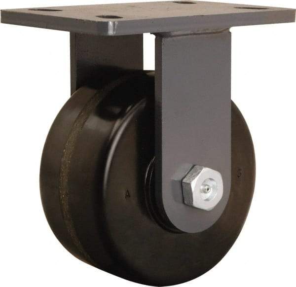 Hamilton - 6" Diam x 3" Wide x 7-3/4" OAH Top Plate Mount Rigid Caster - Phenolic, 2,200 Lb Capacity, Tapered Roller Bearing, 5 x 7" Plate - Eagle Tool & Supply