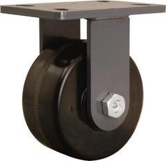 Hamilton - 6" Diam x 3" Wide x 7-3/4" OAH Top Plate Mount Rigid Caster - Phenolic, 2,200 Lb Capacity, Tapered Roller Bearing, 5 x 7" Plate - Eagle Tool & Supply