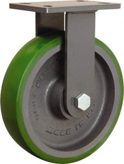 Hamilton - 10" Diam x 2-1/2" Wide x 12-1/16" OAH Top Plate Mount Rigid Caster - Polyurethane Mold onto Cast Iron Center, 2,400 Lb Capacity, Tapered Roller Bearing, 5 x 7" Plate - Eagle Tool & Supply