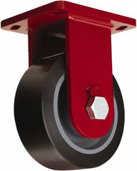 Hamilton - 8" Diam x 3" Wide x 10-1/2" OAH Top Plate Mount Rigid Caster - Polyurethane Mold on Forged Steel, 4,550 Lb Capacity, Tapered Roller Bearing, 6-1/2 x 7-1/2" Plate - Eagle Tool & Supply