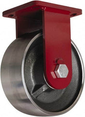 Hamilton - 10" Diam x 3" Wide x 12-1/2" OAH Top Plate Mount Rigid Caster - Forged Steel, 6,500 Lb Capacity, Tapered Roller Bearing, 6-1/2 x 7-1/2" Plate - Eagle Tool & Supply
