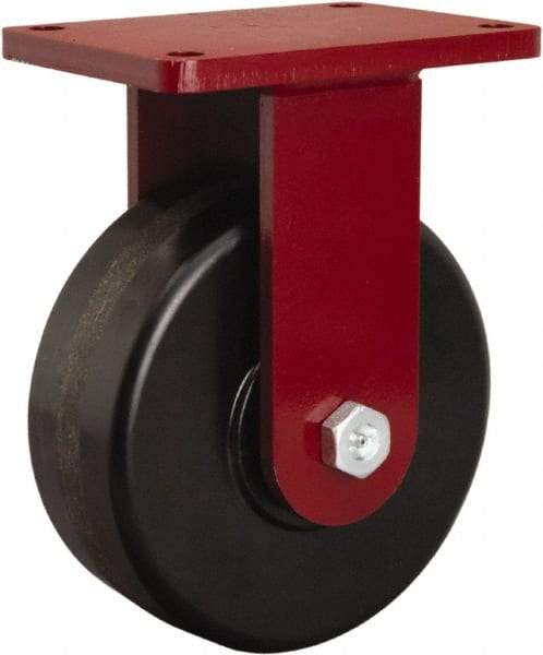 Hamilton - 8" Diam x 3" Wide x 10-1/2" OAH Top Plate Mount Rigid Caster - Phenolic, 3,000 Lb Capacity, Tapered Roller Bearing, 5-1/2 x 7-1/2" Plate - Eagle Tool & Supply