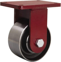 Hamilton - 6" Diam x 3" Wide x 8-1/2" OAH Top Plate Mount Rigid Caster - Forged Steel, 4,000 Lb Capacity, Sealed Precision Ball Bearing, 5-1/2 x 7-1/2" Plate - Eagle Tool & Supply