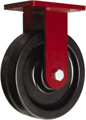 Hamilton - 10" Diam x 3" Wide x 12-1/2" OAH Top Plate Mount Rigid Caster - Phenolic, 2,900 Lb Capacity, Tapered Roller Bearing, 5-1/2 x 7-1/2" Plate - Eagle Tool & Supply
