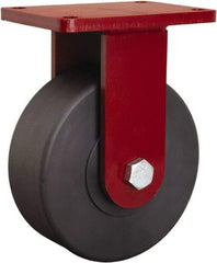 Hamilton - 8" Diam x 3" Wide x 10-1/8" OAH Top Plate Mount Rigid Caster - Nylon, 3,200 Lb Capacity, Sealed Precision Ball Bearing, 5 x 7" Plate - Eagle Tool & Supply