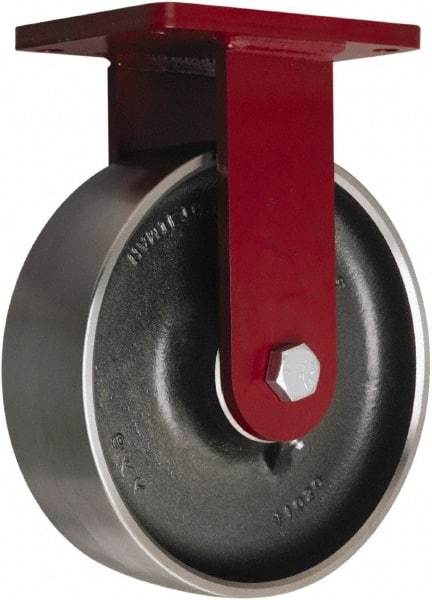 Hamilton - 10" Diam x 3" Wide x 12-1/2" OAH Top Plate Mount Rigid Caster - Forged Steel, 4,000 Lb Capacity, Tapered Roller Bearing, 5-1/2 x 7-1/2" Plate - Eagle Tool & Supply