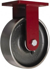 Hamilton - 10" Diam x 3" Wide x 11-1/2" OAH Top Plate Mount Rigid Caster - Forged Steel, 3,200 Lb Capacity, Sealed Precision Ball Bearing, 5 x 7" Plate - Eagle Tool & Supply