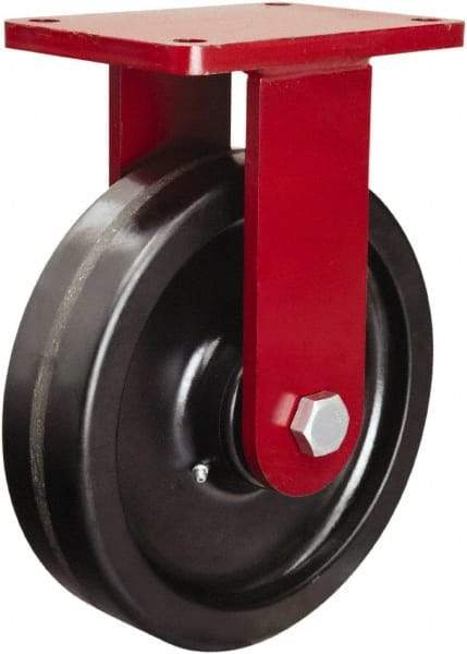 Hamilton - 10" Diam x 2-1/2" Wide x 12-1/2" OAH Top Plate Mount Rigid Caster - Phenolic, 2,500 Lb Capacity, Tapered Roller Bearing, 5-1/2 x 7-1/2" Plate - Eagle Tool & Supply