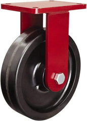 Hamilton - 10" Diam x 2-1/2" Wide x 12-1/2" OAH Top Plate Mount Rigid Caster - Phenolic, 2,500 Lb Capacity, Straight Roller Bearing, 5-1/2 x 7-1/2" Plate - Eagle Tool & Supply