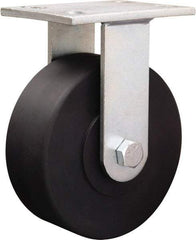 Hamilton - 8-7/8" Diam x 2-1/4" Wide x 10-15/16" OAH Top Plate Mount Rigid Caster - Iron, 2,000 Lb Capacity, Tapered Roller Bearing, 5-1/4 x 7-1/4" Plate - Eagle Tool & Supply