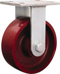 Hamilton - 8-7/8" Diam x 2-1/4" Wide x 10-15/16" OAH Top Plate Mount Rigid Caster - Iron, 2,000 Lb Capacity, Straight Roller Bearing, 5-1/4 x 7-1/4" Plate - Eagle Tool & Supply