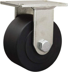 Hamilton - 6-1/8" Diam x 1-11/16" Wide x 8-1/16" OAH Top Plate Mount Rigid Caster - Iron, 2,000 Lb Capacity, Straight Roller Bearing, 5-1/4 x 7-1/4" Plate - Eagle Tool & Supply