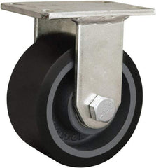 Hamilton - 4-1/2" Diam x 1-5/8" Wide x 7-1/4" OAH Top Plate Mount Rigid Caster - Cast Iron, 3,000 Lb Capacity, Tapered Roller Bearing, 5-1/4 x 7-1/4" Plate - Eagle Tool & Supply