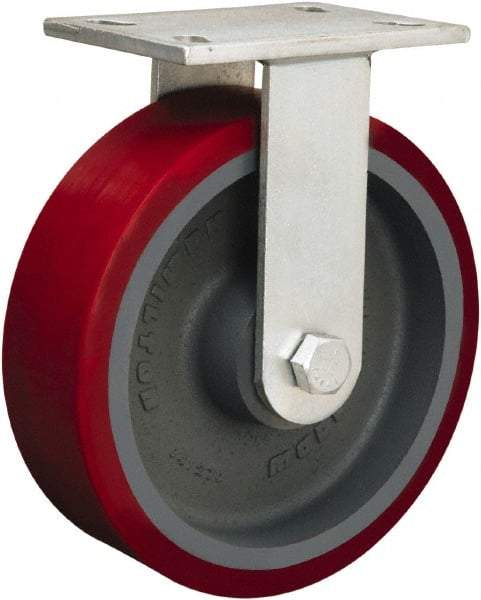 Hamilton - 8" Diam x 2-1/2" Wide x 10-1/2" OAH Top Plate Mount Rigid Caster - Phenolic, 2,000 Lb Capacity, Tapered Roller Bearing, 5-1/4 x 7-1/4" Plate - Eagle Tool & Supply