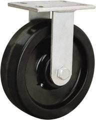 Hamilton - 8" Diam x 2-1/2" Wide x 10-1/2" OAH Top Plate Mount Rigid Caster - Polyurethane Mold onto Cast Iron Center, 2,000 Lb Capacity, Tapered Roller Bearing, 5-1/4 x 7-1/4" Plate - Eagle Tool & Supply