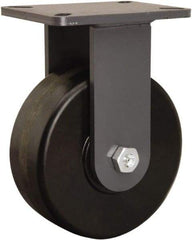 Hamilton - 8" Diam x 3" Wide x 10-1/2" OAH Top Plate Mount Rigid Caster - Phenolic, 3,000 Lb Capacity, Tapered Roller Bearing, 5-1/4 x 7-1/4" Plate - Eagle Tool & Supply