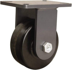 Hamilton - 6" Diam x 2-1/2" Wide x 8" OAH Top Plate Mount Rigid Caster - Phenolic, 1,800 Lb Capacity, Straight Roller Bearing, 5-1/4 x 7-1/4" Plate - Eagle Tool & Supply