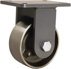 Hamilton - 6" Diam x 2-1/2" Wide x 8" OAH Top Plate Mount Rigid Caster - Forged Steel, 3,500 Lb Capacity, Straight Roller Bearing, 5-1/4 x 7-1/4" Plate - Eagle Tool & Supply