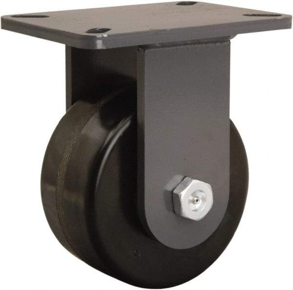 Hamilton - 6" Diam x 3" Wide x 8" OAH Top Plate Mount Rigid Caster - Phenolic, 2,000 Lb Capacity, Tapered Roller Bearing, 5-1/4 x 7-1/4" Plate - Eagle Tool & Supply