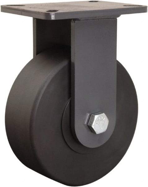 Hamilton - 8" Diam x 3" Wide x 10-1/2" OAH Top Plate Mount Rigid Caster - Nylon, 4,000 Lb Capacity, Sealed Precision Ball Bearing, 5-1/4 x 7-1/4" Plate - Eagle Tool & Supply