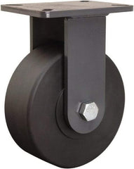 Hamilton - 8" Diam x 3" Wide x 10-1/2" OAH Top Plate Mount Rigid Caster - Nylon, 4,000 Lb Capacity, Sealed Precision Ball Bearing, 5-1/4 x 7-1/4" Plate - Eagle Tool & Supply