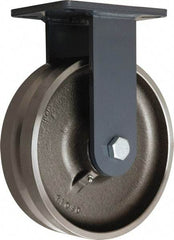 Hamilton - 10" Diam x 3" Wide, Forged Steel Rigid Caster - 4,500 Lb Capacity, Top Plate Mount, 5-1/4" x 7-1/4" Plate, Straight Roller Bearing - Eagle Tool & Supply
