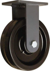 Hamilton - 10" Diam x 2-1/2" Wide x 12-1/2" OAH Top Plate Mount Rigid Caster - Phenolic, 2,500 Lb Capacity, Tapered Roller Bearing, 5-1/4 x 7-1/4" Plate - Eagle Tool & Supply