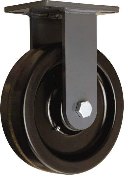 Hamilton - 10" Diam x 2-1/2" Wide x 12-1/2" OAH Top Plate Mount Rigid Caster - Phenolic, 2,500 Lb Capacity, Straight Roller Bearing, 5-1/4 x 7-1/4" Plate - Eagle Tool & Supply