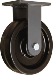 Hamilton - 10" Diam x 2-1/2" Wide x 12-1/2" OAH Top Plate Mount Rigid Caster - Phenolic, 2,500 Lb Capacity, Straight Roller Bearing, 5-1/4 x 7-1/4" Plate - Eagle Tool & Supply