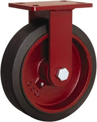 Hamilton - 10" Diam x 3" Wide x 11-1/2" OAH Top Plate Mount Swivel Caster - Rubber Mold on Cast Iron, 1,000 Lb Capacity, Straight Roller Bearing, 4-1/2 x 6-1/2" Plate - Eagle Tool & Supply