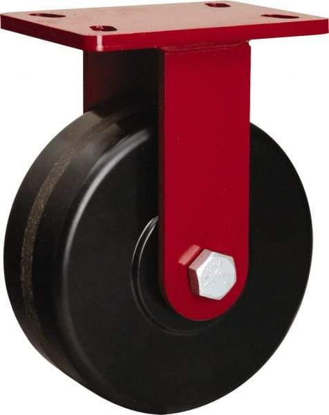 Hamilton - 8" Diam x 3" Wide x 10-1/8" OAH Top Plate Mount Rigid Caster - Phenolic, 2,200 Lb Capacity, Tapered Roller Bearing, 5 x 7" Plate - Eagle Tool & Supply