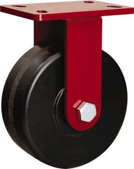 Hamilton - 8" Diam x 3" Wide x 10-1/8" OAH Top Plate Mount Rigid Caster - Phenolic, 2,200 Lb Capacity, Tapered Roller Bearing, 5 x 7" Plate - Eagle Tool & Supply