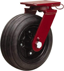 Hamilton - 10" Diam x 4" Wide, Rubber Swivel Caster - 1,000 Lb Capacity, Top Plate Mount, 4-1/2" x 6-1/2" Plate, Tapered Roller Bearing - Eagle Tool & Supply