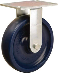Hamilton - 8" Diam x 2" Wide x 9-1/2" OAH Top Plate Mount Rigid Caster - Polyurethane, 1,500 Lb Capacity, Sealed Precision Ball Bearing, 4-1/2 x 6-1/4" Plate - Eagle Tool & Supply