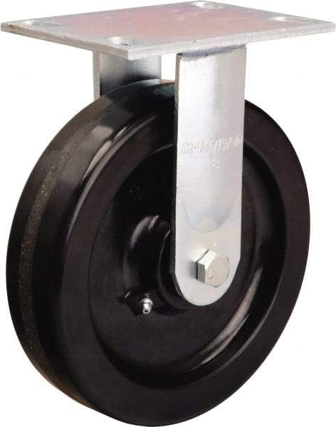Hamilton - 8" Diam x 2" Wide x 9-1/2" OAH Top Plate Mount Rigid Caster - Phenolic, 1,400 Lb Capacity, Straight Roller Bearing, 4-1/2 x 6-1/4" Plate - Eagle Tool & Supply