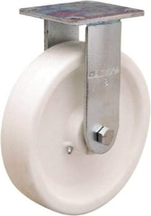 Hamilton - 8" Diam x 2" Wide x 9-1/2" OAH Top Plate Mount Rigid Caster - Polyolefin, Delrin Bearing, 4 x 4-1/2" Plate - Eagle Tool & Supply