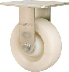 Hamilton - 6" Diam x 2" Wide x 7-1/2" OAH Top Plate Mount Rigid Caster - Nylon, 1,000 Lb Capacity, Sealed Precision Ball Bearing, 4 x 4-1/2" Plate - Eagle Tool & Supply