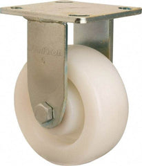 Hamilton - 5" Diam x 2" Wide x 6-1/2" OAH Top Plate Mount Rigid Caster - Nylon, 900 Lb Capacity, Sealed Precision Ball Bearing, 4 x 4-1/2" Plate - Eagle Tool & Supply