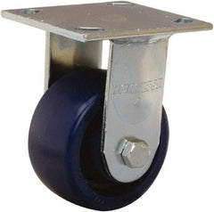 Hamilton - 4" Diam x 2" Wide x 5-5/8" OAH Top Plate Mount Rigid Caster - Polyurethane, 750 Lb Capacity, Sealed Precision Ball Bearing, 4 x 4-1/2" Plate - Eagle Tool & Supply