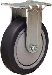Hamilton - 4" Diam x 1-3/8" Wide x 5" OAH Top Plate Mount Rigid Caster - Rubber Mold on Polyolefin, 250 Lb Capacity, Precision Ball Bearing, 2-3/4 x 3-3/4" Plate - Eagle Tool & Supply